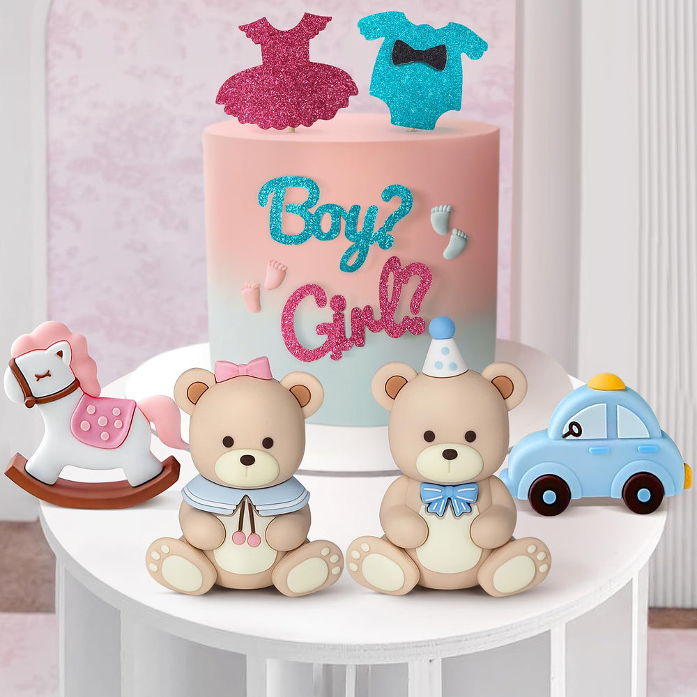 Zafena girl topper with festive pink accents for cake