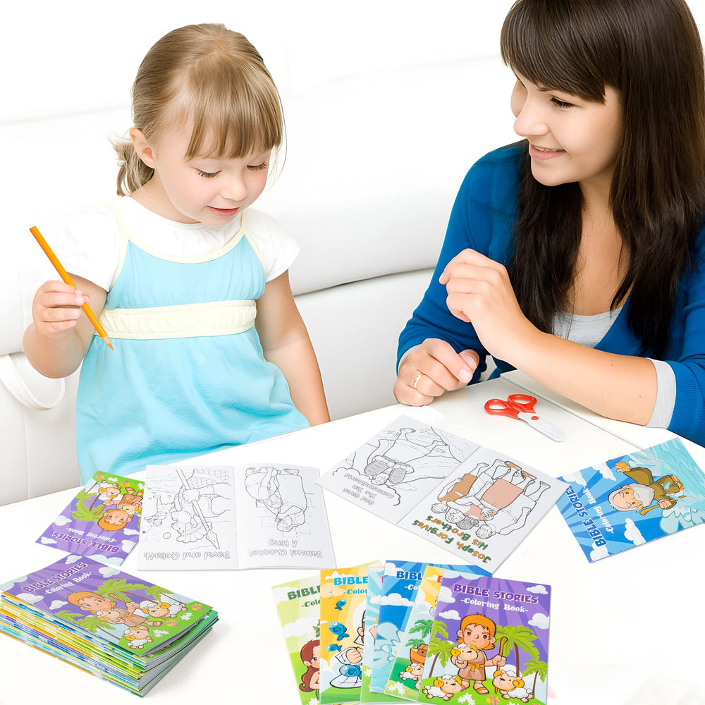 Zainpe Bible Stories Coloring Book portable size 01 fits bags for on-the-go coloring