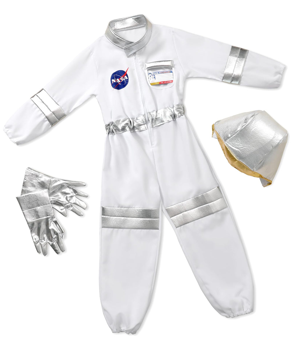 Zaplute multi-size astronaut costume fits boys and girls 3–12 years.