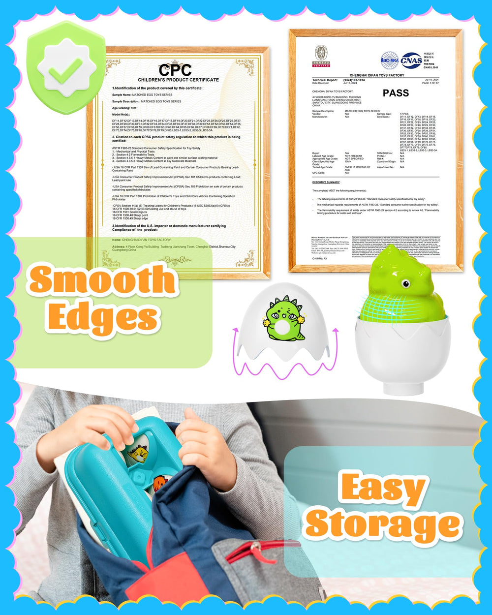 Zartores eggs feature a kid-friendly design for easy handling and play.