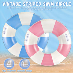 Zaruatu 36-inch float with blue-white stripes shown from side for spacious lounging.
