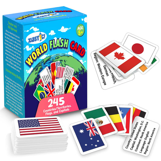 Zastic! World Flags pack cover highlighting 245 flags for geography exploration