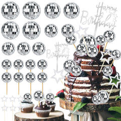 Zaycca disco ball cake toppers set adds shimmering glamour to cakes