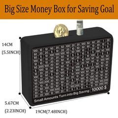 Zayeemi Money Saving Box interior with cards and papers supports goal tracking
