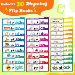 Zazopup flip books for kids reading flash cards aid spelling and rhyming practice