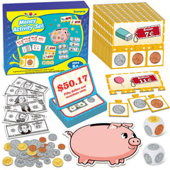 Zazopup money activity set coins for hands-on counting.