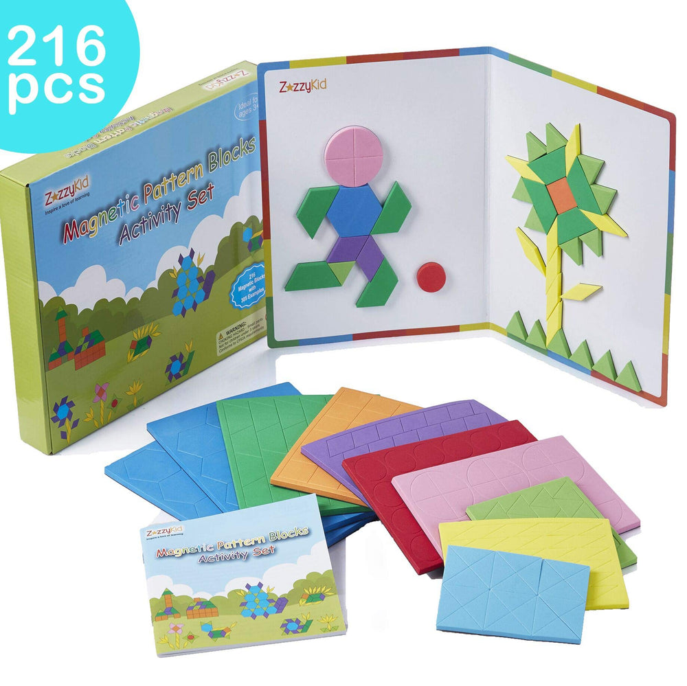 ZazzyKid 216 piece set with colorful shapes for pattern creation