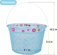 Zcaukya Easter Buckets blue side view showcases durable, washable plastic for repeated use