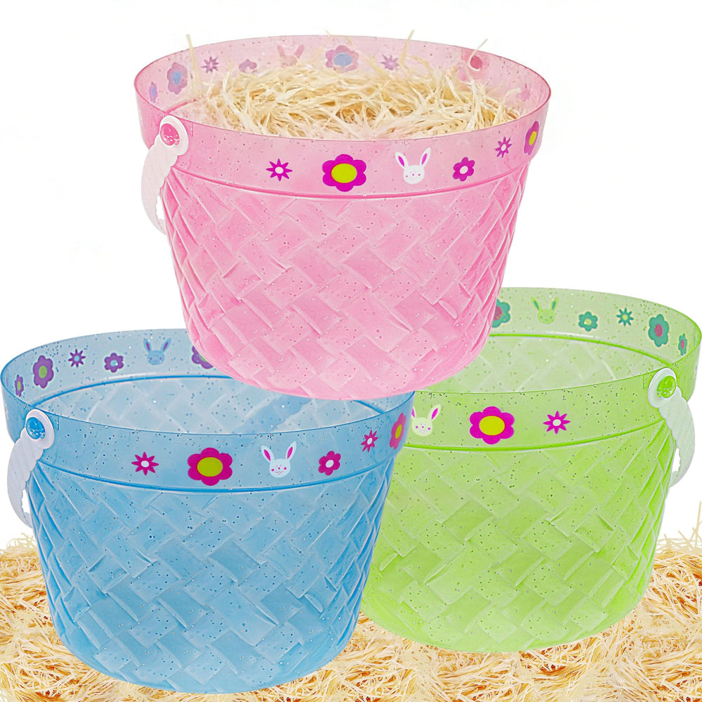 Zcaukya Easter Buckets green front view highlights kid-friendly design for outdoor egg hunts