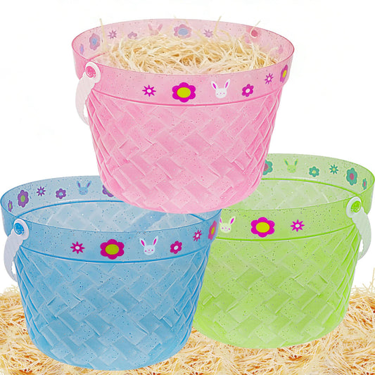 Zcaukya Easter Buckets green front view highlights kid-friendly design for outdoor egg hunts