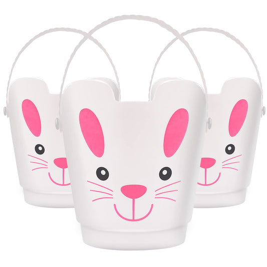 Zcaukya Easter Buckets: three bunny pails with handles for easy egg hunts