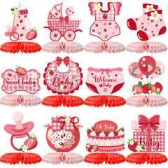 ZCPTZ strawberry baby shower honeycomb base centerpiece for festive tables