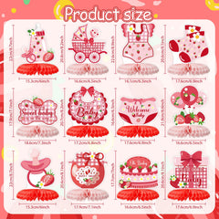 ZCPTZ pink strawberry card patterns brighten centerpieces for celebrations