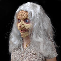 ZDOVLZZPON Old Lady Witch Mask with White Hair easy-clean material for quick care