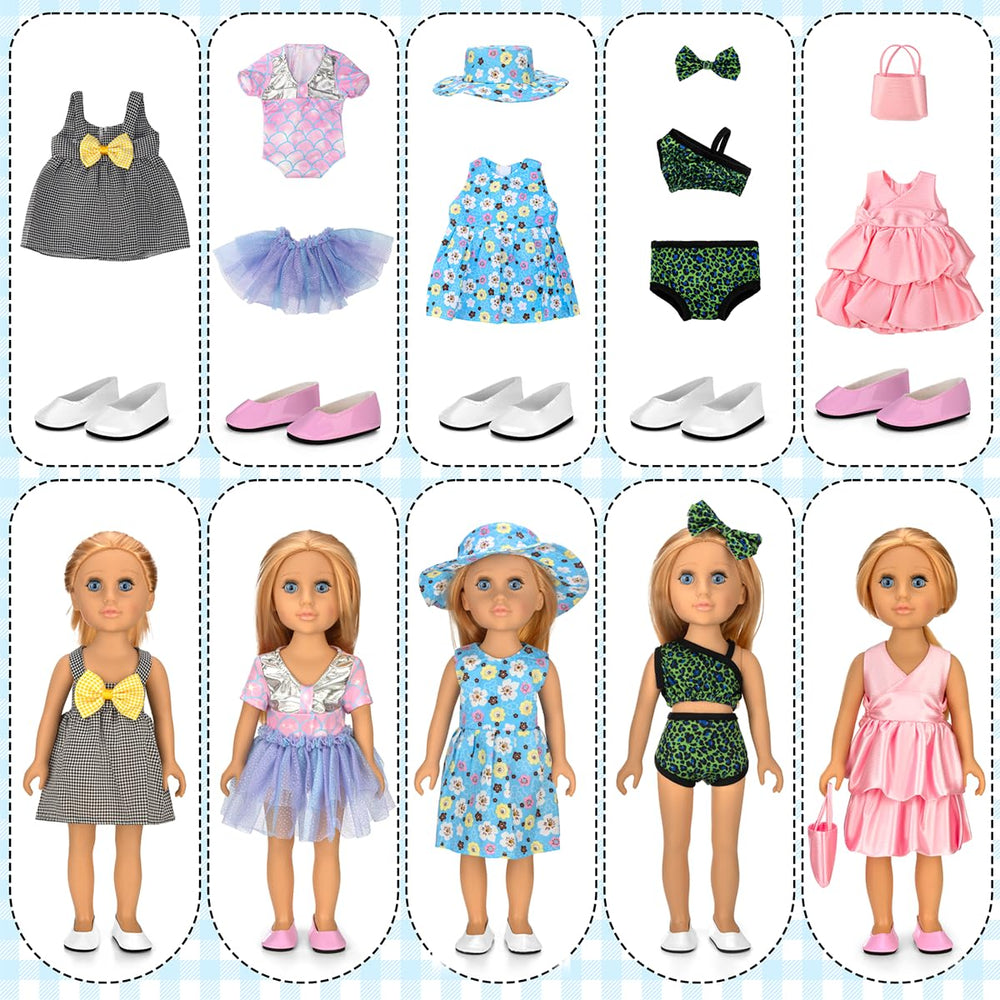 Zecckige clothes hangers help organize doll wardrobe.