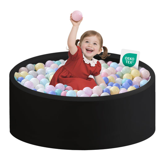 Zedachica Ball Pit for toddlers with soft memory foam interior in black.