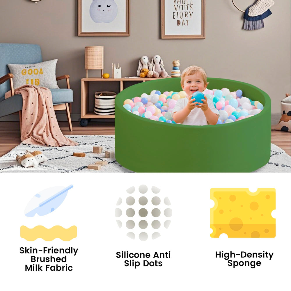 Zedachica ball pit foam material close-up highlighting noise-reducing design