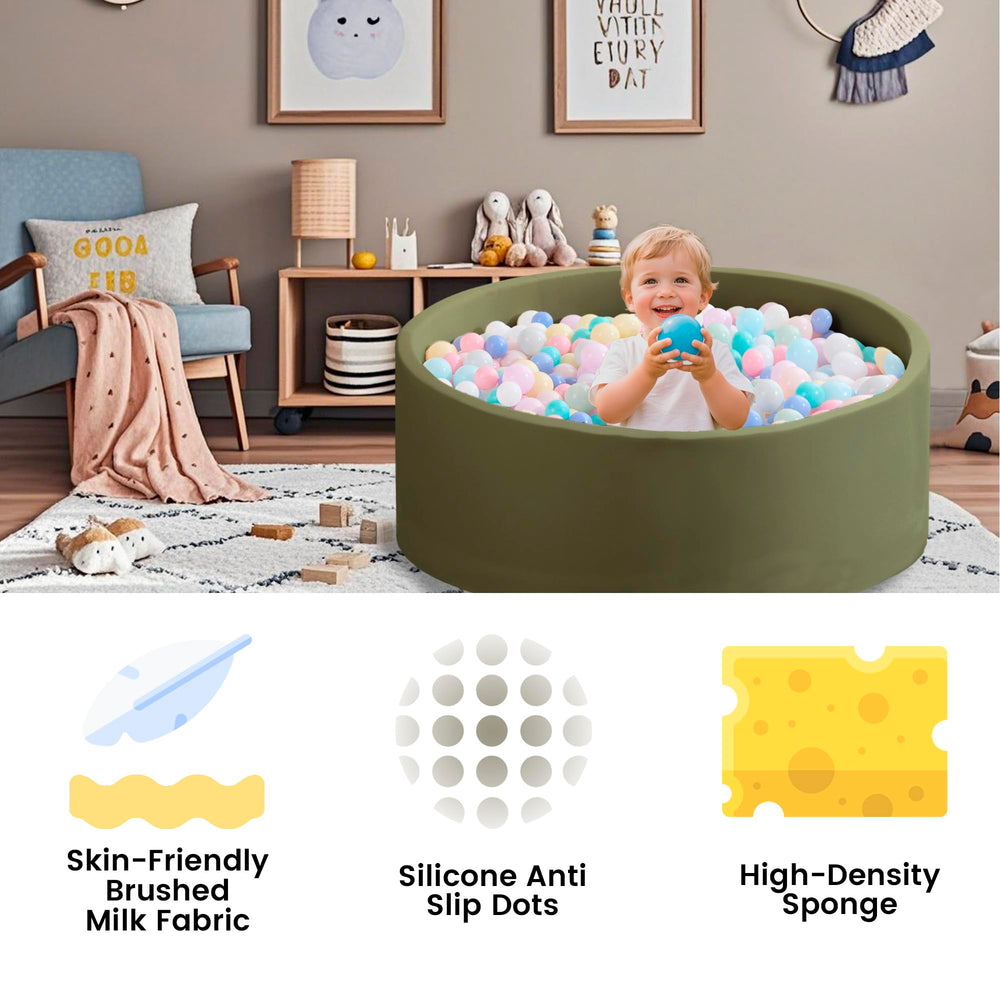 Machine-washable cover on the Zedachica Sagegreen ball pit