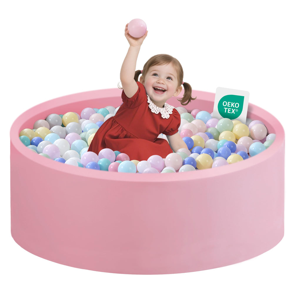 Zedachica ball pit for toddlers in pink cover, a cozy private play space for safe exploration