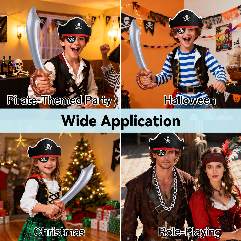 Adjustable elastic pirate hats ensure secure fit for kids and adults