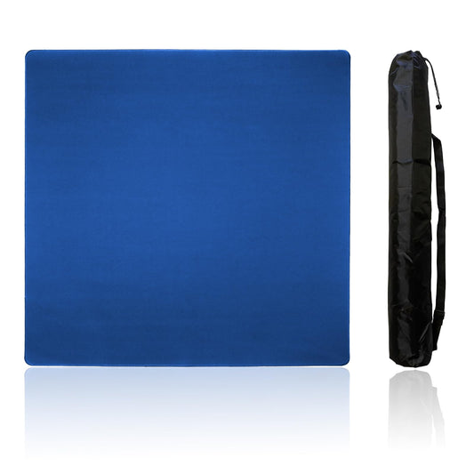 Zeelyer Mahjong Mat blue rolled for easy storage and portability.