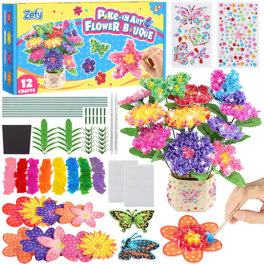 Zefy Poke Art Flower Bouquet kit ready for display, encouraging creative play.