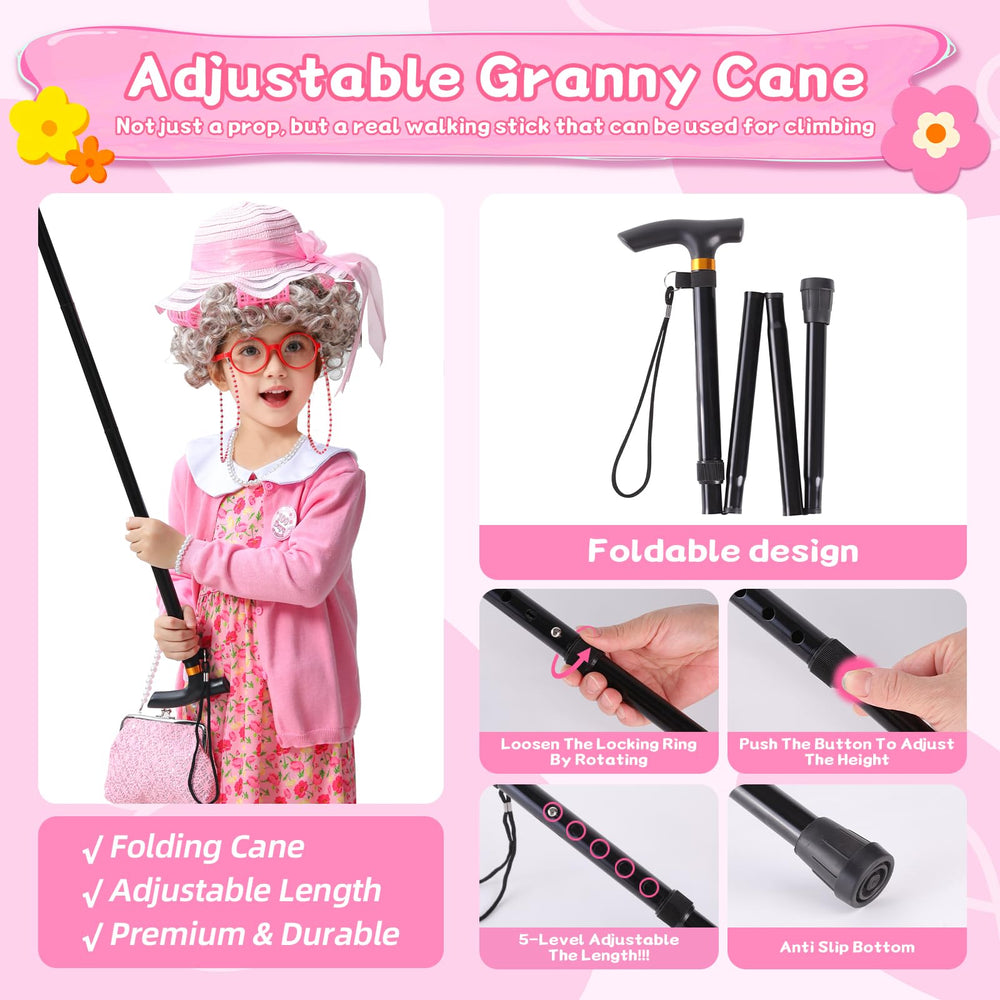 ZelJoyla Foldable cane, socks, and purse for easy styling on the go
