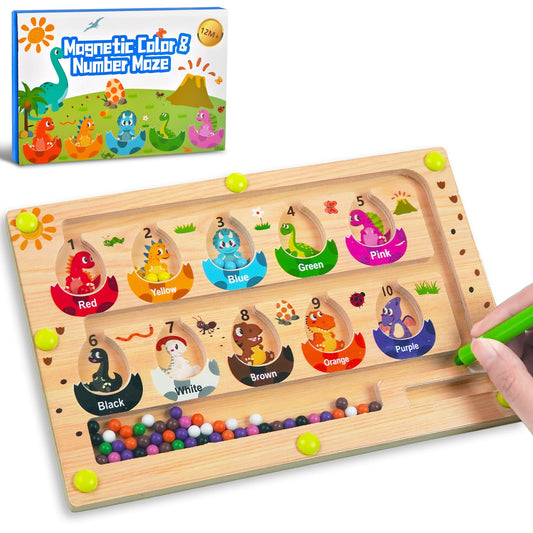 Zemobra wooden Montessori busy board with dinosaur-egg maze for tactile learning