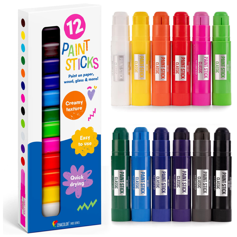 Zenacolor twist-up paint sticks in 12 colors for mess-free kid art