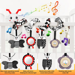 Zendstanding animal, mirror, and rattle pendants for varied textures and exploration