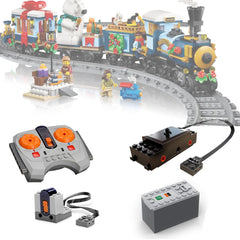 ZENEBricks remote controller motor power pack attached to LEGO 10361 Holiday Express Train for smoother motion.