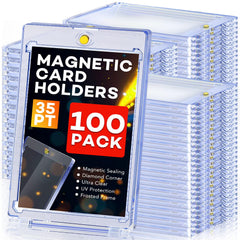 ZENOWICK 100-count magnetic card holders display sports cards with crystal clarity.