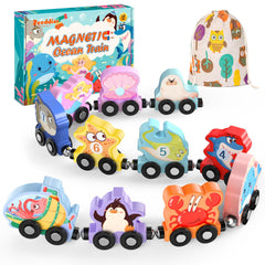 Zeoddler magnetic sea animals train engine with easy connections for hands-on learning