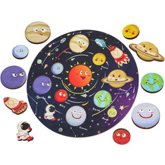 Zeoddler Upgrated Solar System Puzzle wooden board promotes fine motor skills during play