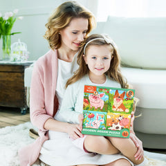 Zeoddler wooden puzzle base offers a sturdy learning surface.