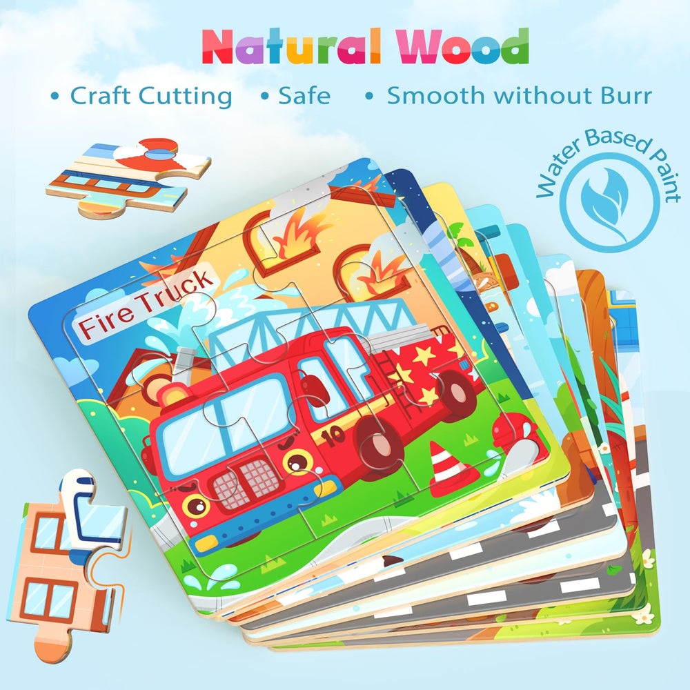 Zeoddler wooden vehicle puzzle airplane encourages creative storytelling and concentration