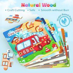 Zeoddler wooden vehicle puzzle airplane encourages creative storytelling and concentration