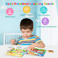 Zeoddler wooden vehicle puzzle bus aids pattern recognition and spatial awareness