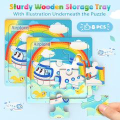 Zeoddler wooden vehicle puzzle train enhances sequencing and focus for kids