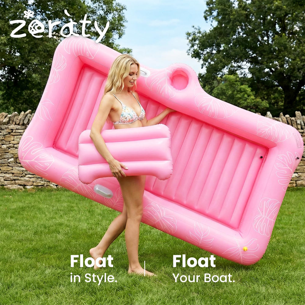 Zeraty cup holder keeps drinks within reach during poolside lounging.
