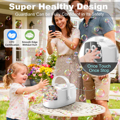 Zerhunt Bubble Machine plugged in with UL adapter for convenient use
