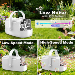 Zerhunt Bubble Machine side with six wands delivering high-output bubbles