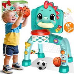 Zerhunt Dino Sports Center hoop dunk for toddlers builds hand-eye coordination