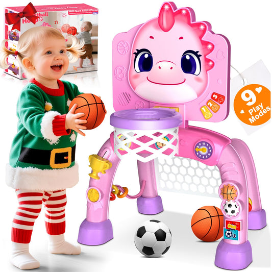 Zerhunt Dinosaur Sports Center hoop boosts coordination during indoor play.