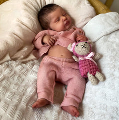 Zero Pam Reborn doll rooted hair close-up shows authentic styling options.