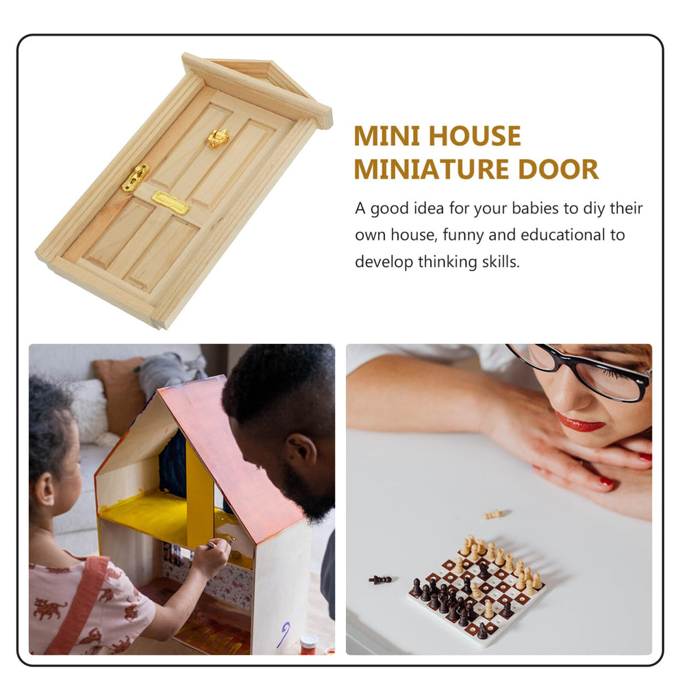 Zerodeko polished wooden dollhouse door with bright natural tone
