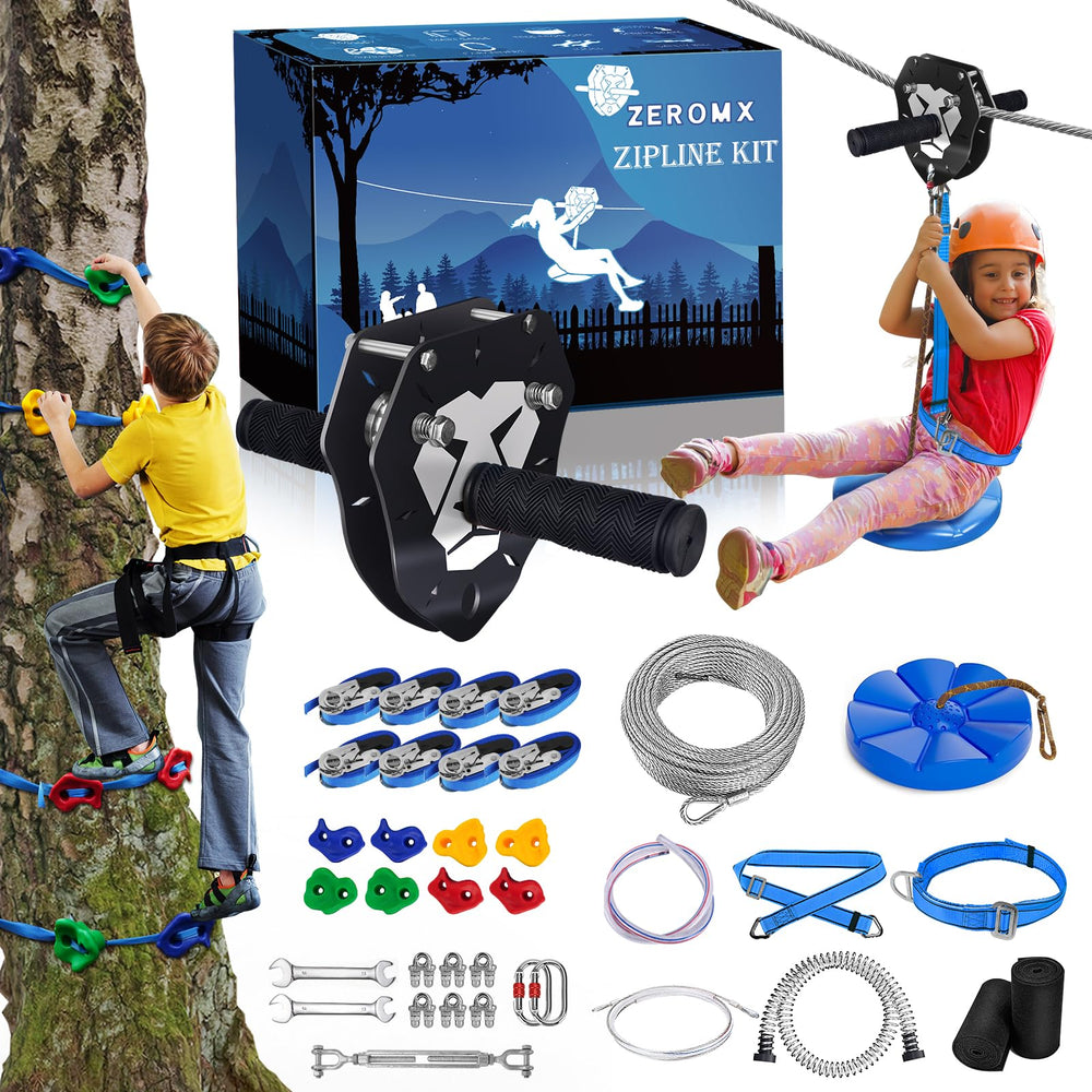 ZEROMX 110FT zipline kit backyard installation for family fun