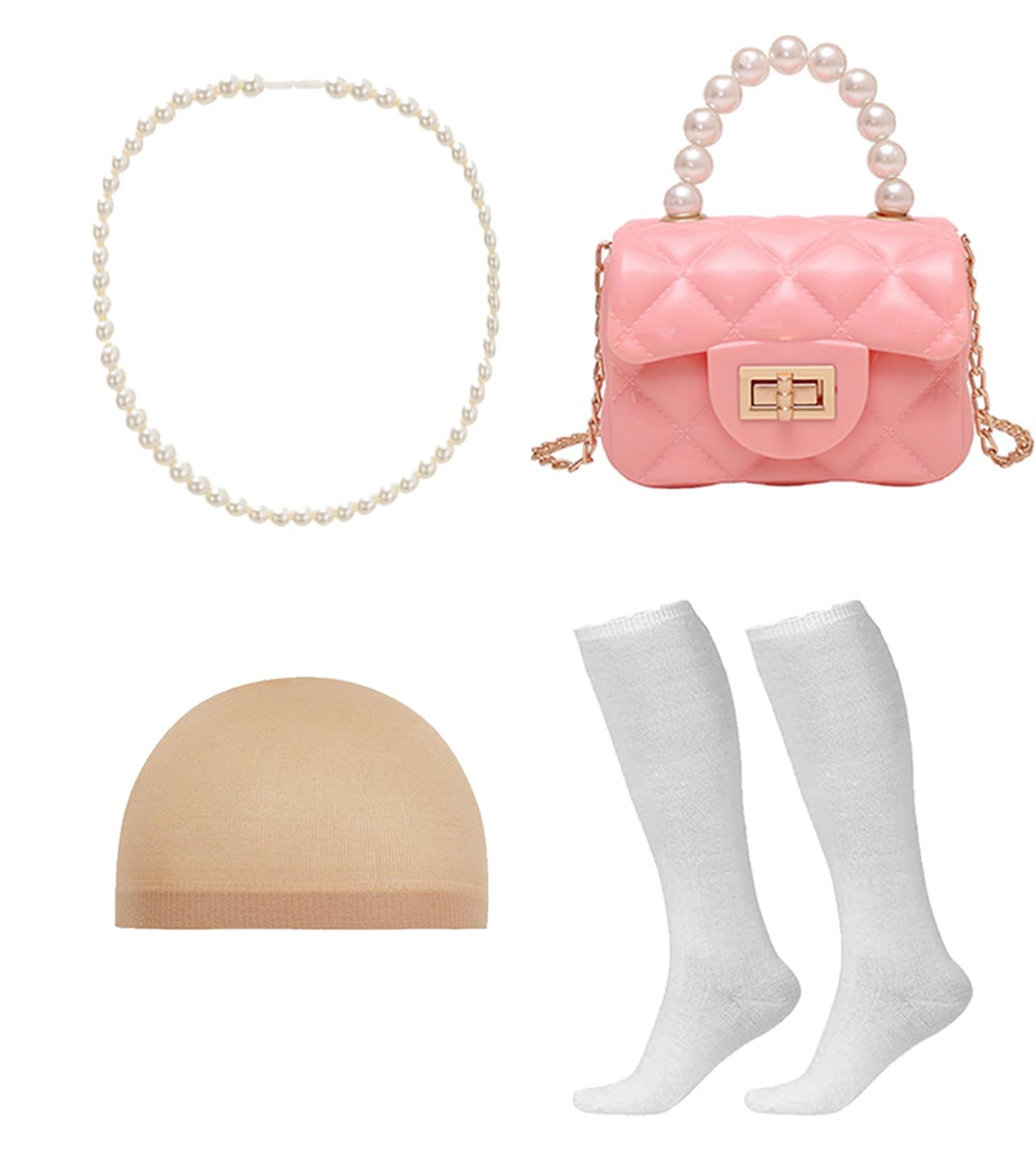 Zeroshop grandma socks and pearl beads set for authentic finish