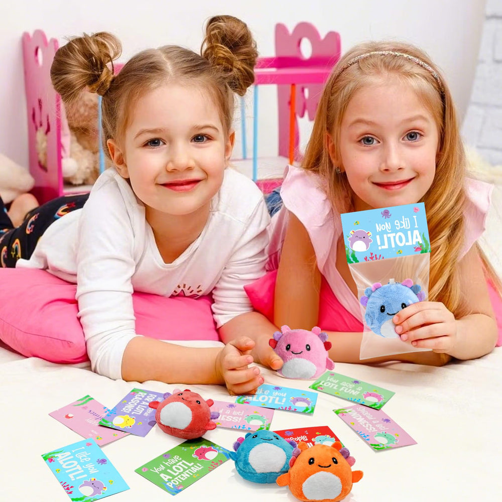 Zesua valentines card set axolotl theme supports easy classroom exchanges.