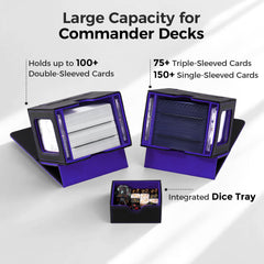 Zettokete MTG Commander Box capacity with dividers keeps cards organized.